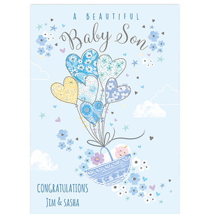 Baby Son Basket and Balloons